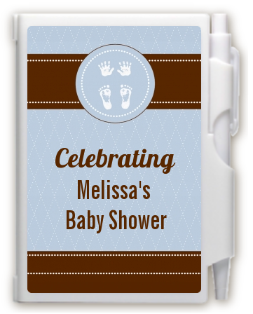 Baby Feet Pitter Patter Blue - Baby Shower Personalized Notebook Favor