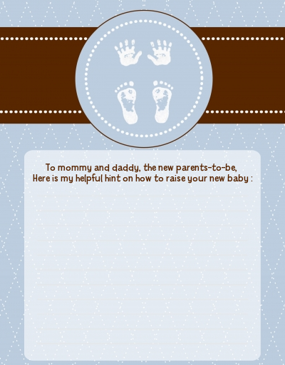 Baby Feet Pitter Patter Blue - Baby Shower Notes of Advice