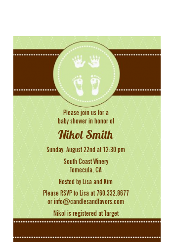  Baby Feet Pitter Patter Neutral - Baby Shower Petite Invitations Neutral