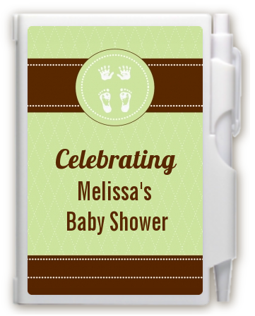 Baby Feet Pitter Patter Neutral - Baby Shower Personalized Notebook Favor