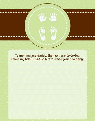 Baby Feet Pitter Patter Neutral - Baby Shower Notes of Advice