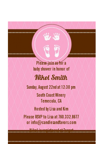Baby Feet Pitter Patter Pink - Baby Shower Petite Invitations
