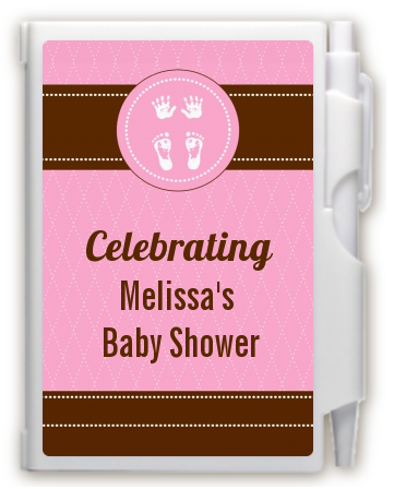 Baby Feet Pitter Patter Pink - Baby Shower Personalized Notebook Favor