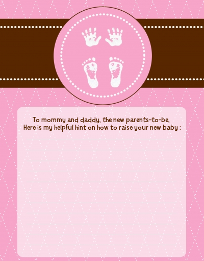 Baby Feet Pitter Patter Pink - Baby Shower Notes of Advice