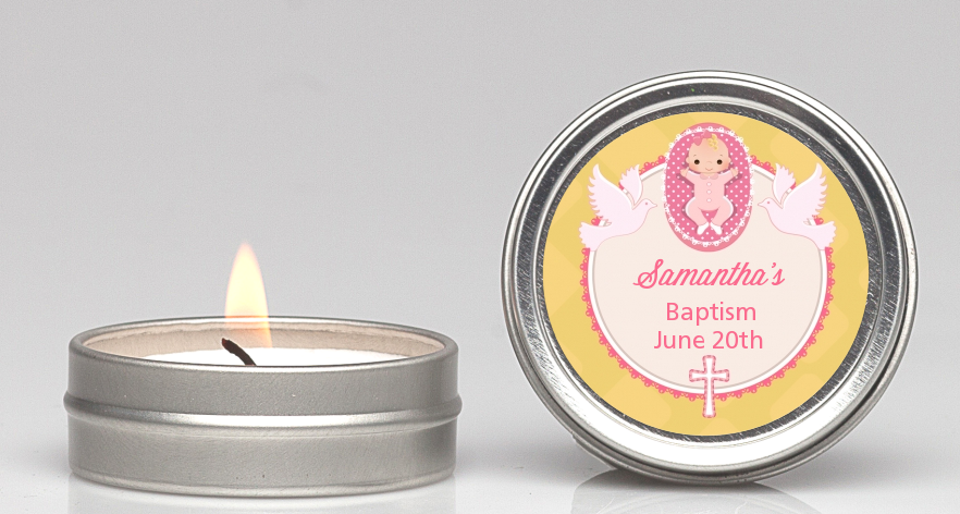  Baby Girl - Baptism / Christening Candle Favors Option 1