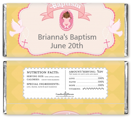  Baby Girl - Personalized Baptism / Christening Candy Bar Wrappers Option 1