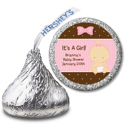 Baby Girl Caucasian - Hershey Kiss Baby Shower Sticker Labels