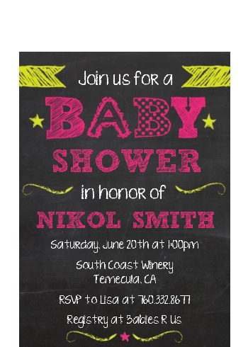 Baby Girl Chalk Inspired - Baby Shower Petite Invitations