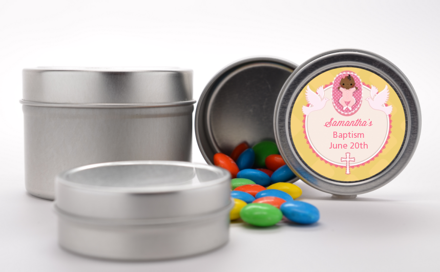  Baby Girl - Custom Baptism / Christening Favor Tins Option 1