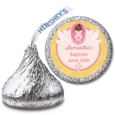  Baby Girl - Hershey Kiss Baptism / Christening Sticker Labels Option 1