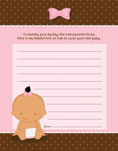 Baby Girl Hispanic - Baby Shower Notes of Advice