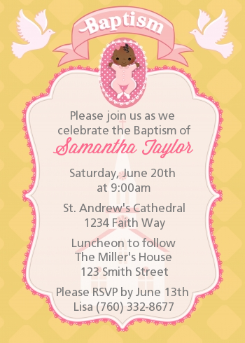  Baby Girl - Baptism / Christening Invitations Option 1