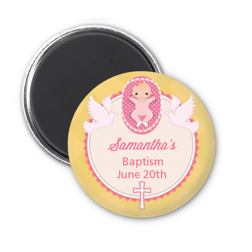  Baby Girl - Personalized Baptism / Christening Magnet Favors Option 1