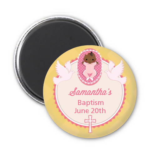  Baby Girl - Personalized Baptism / Christening Magnet Favors Option 1