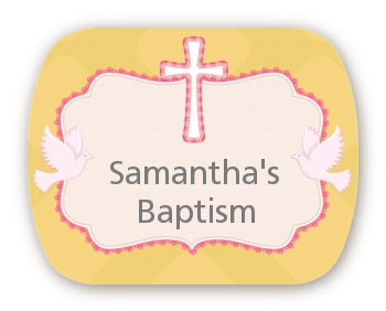 Baby Girl - Personalized Baptism / Christening Rounded Corner Stickers