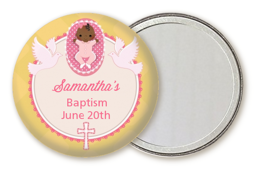  Baby Girl - Personalized Baptism / Christening Pocket Mirror Favors Option 1