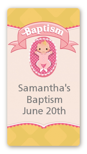 Baby Girl - Custom Rectangle Baptism / Christening Sticker/Labels Option 1