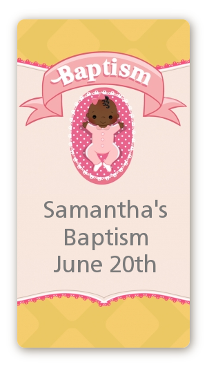  Baby Girl - Custom Rectangle Baptism / Christening Sticker/Labels Option 1
