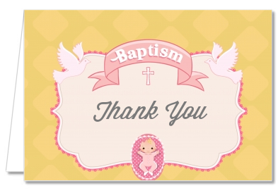  Baby Girl - Baptism / Christening Thank You Cards Option 1