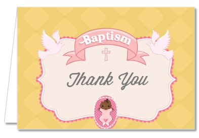 Baby Girl - Baptism / Christening Thank You Cards Option 1