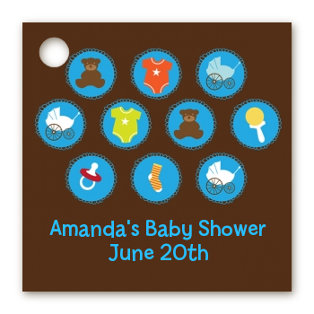 Baby Icons Blue - Personalized Baby Shower Card Stock Favor Tags