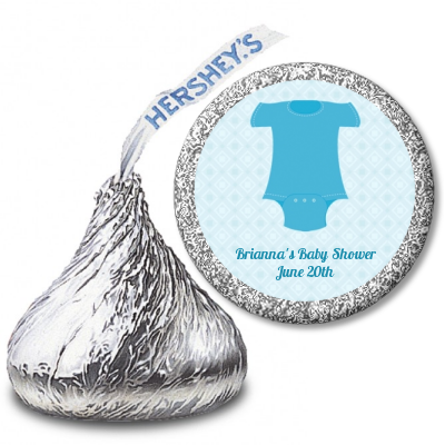 Baby Outfit Blue - Hershey Kiss Baby Shower Sticker Labels