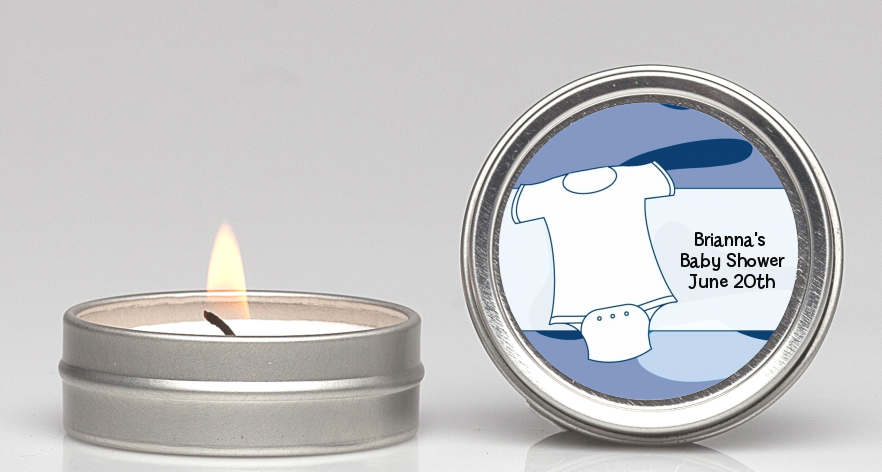  Baby Outfit Camouflage - Baby Shower Candle Favors Blue