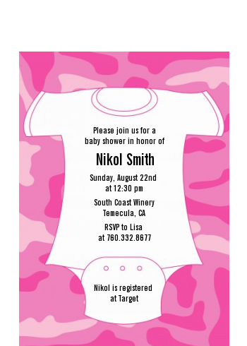  Baby Outfit Camouflage - Baby Shower Petite Invitations Blue