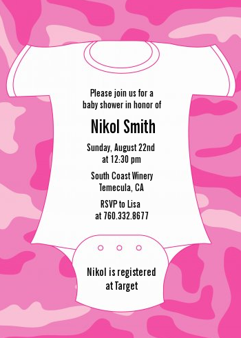  Baby Outfit Camouflage - Baby Shower Invitations 