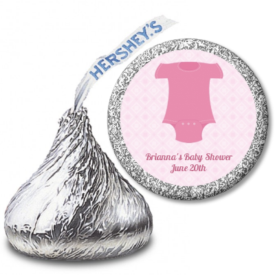 Baby Outfit Pink - Hershey Kiss Baby Shower Sticker Labels