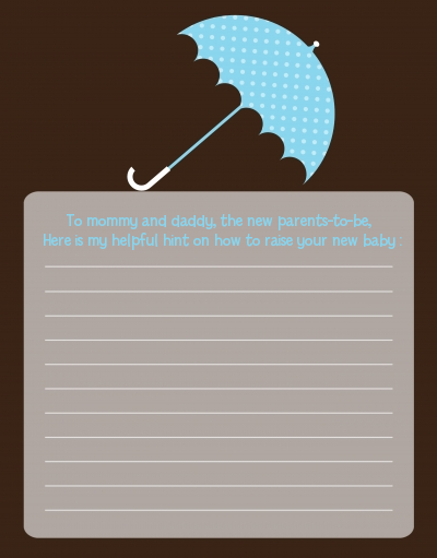 Baby Sprinkle Umbrella Blue - Baby Shower Notes of Advice