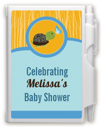 Baby Turtle Blue - Baby Shower Personalized Notebook Favor