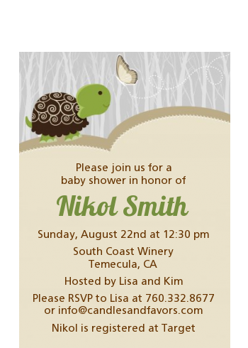 Baby Turtle Neutral - Baby Shower Petite Invitations