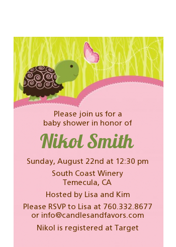Baby Turtle Pink - Baby Shower Petite Invitations