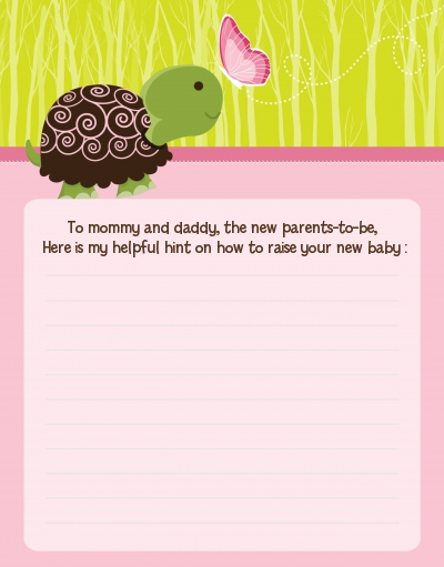Baby Turtle Pink - Baby Shower Notes of Advice
