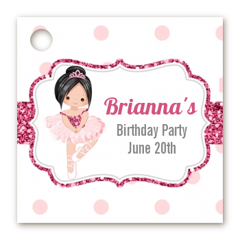  Ballerina - Personalized Birthday Party Card Stock Favor Tags Black Hair