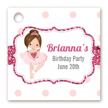  Ballerina - Personalized Birthday Party Card Stock Favor Tags Black Hair