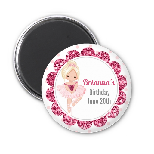  Ballerina - Personalized Birthday Party Magnet Favors Black Hair