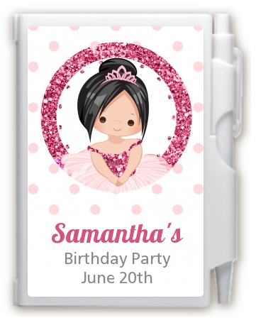  Ballerina - Birthday Party Personalized Notebook Favor Black Hair