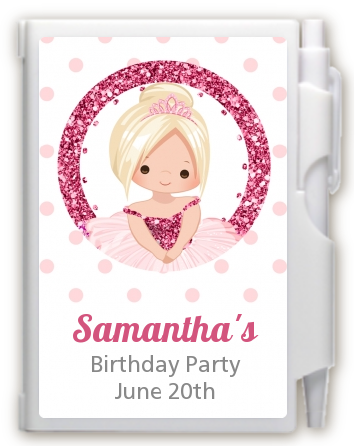  Ballerina - Birthday Party Personalized Notebook Favor Black Hair