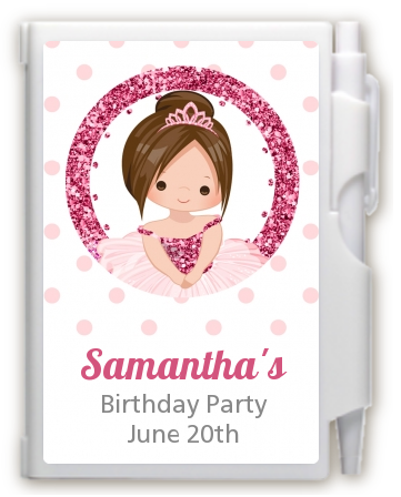  Ballerina - Birthday Party Personalized Notebook Favor Black Hair