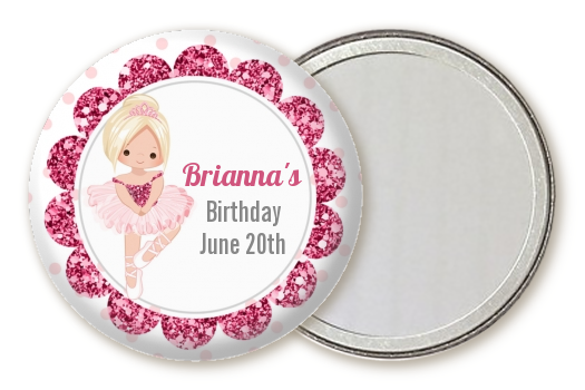  Ballerina - Personalized Birthday Party Pocket Mirror Favors Black Hair