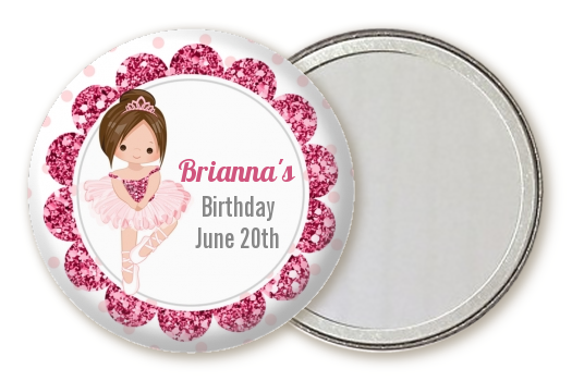  Ballerina - Personalized Birthday Party Pocket Mirror Favors Black Hair