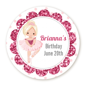  Ballerina - Round Personalized Birthday Party Sticker Labels 