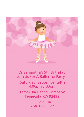 Ballet Dancer - Birthday Party Petite Invitations