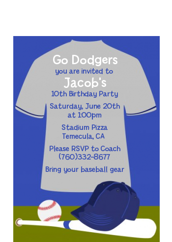 Baseball Jersey Blue and Grey - Birthday Party Petite Invitations