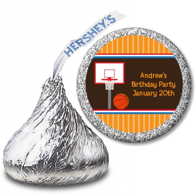 Basketball - Hershey Kiss Birthday Party Sticker Labels