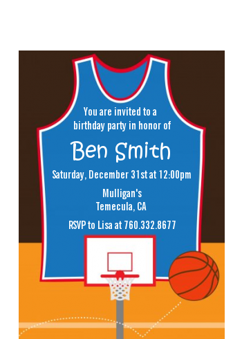 Basketball - Birthday Party Petite Invitations