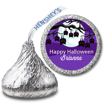 Bats On A Branch - Hershey Kiss Halloween Sticker Labels