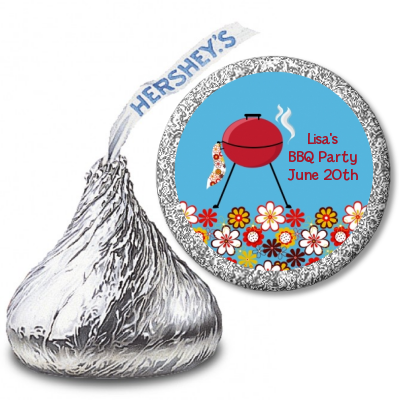 BBQ Grill - Hershey Kiss Birthday Party Sticker Labels